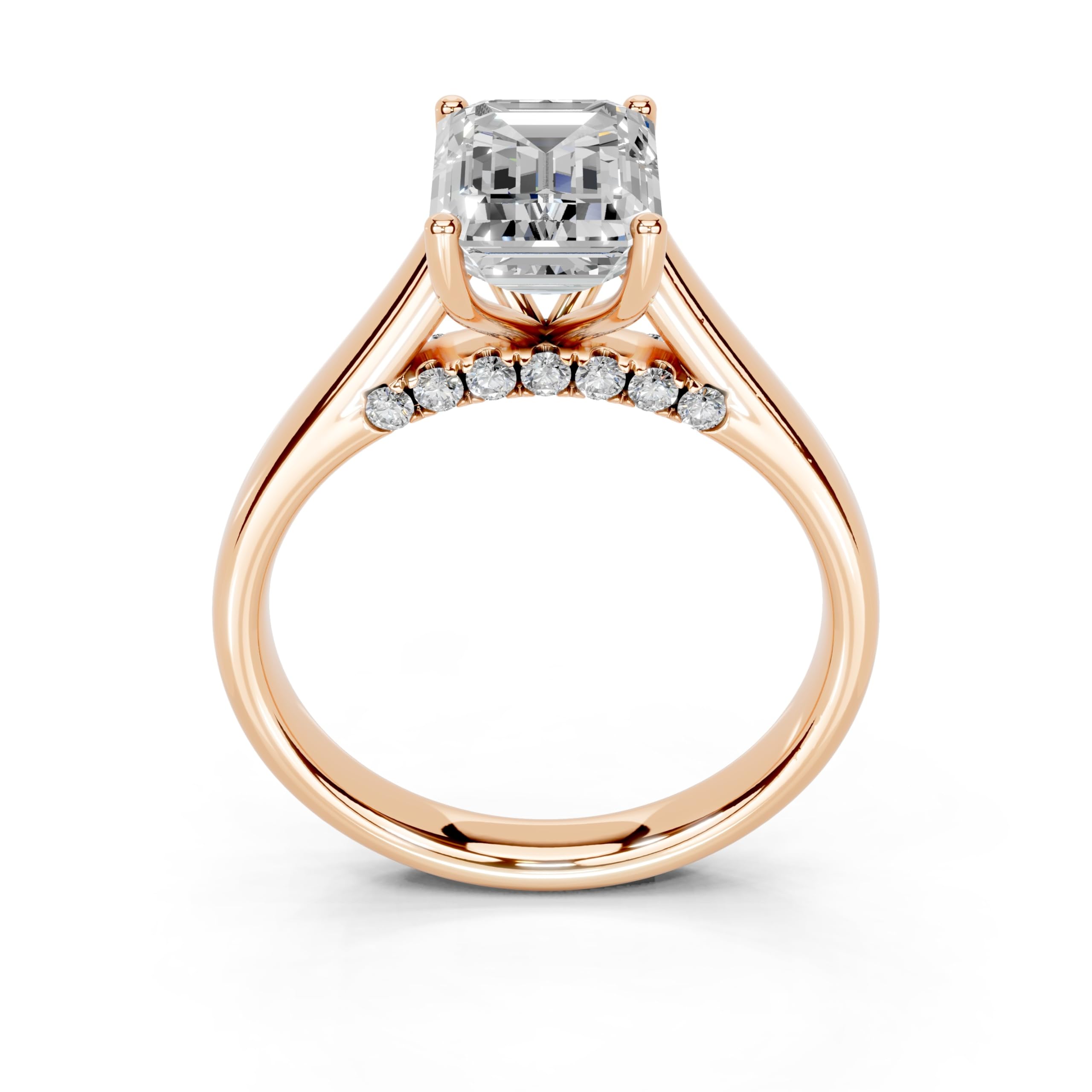 Emerald Hidden Pavé Cathedral lab-grown diamond ring in rose gold