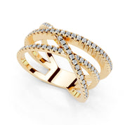 Round Crisscross Pavé Band lab-grown diamond band in yellow gold