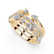 Marquise and Round Stacked Open Band lab-grown diamond band in yellow gold