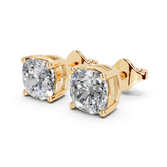 Four Prong square cushion 2 cttw lab grown diamond studs