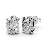 Pendientes de diamantes cultivados en laboratorio de 2 cttw con forma ovalada y cuatro puntas