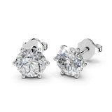 Classic 6-Prong  Lab Grown Diamond Round Solitaire Stud Earrings in 18K or 14K Gold Push Back Setting (F-G Color, VS1-VS2 Clarity)