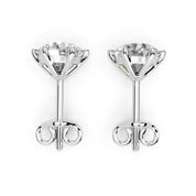 Classic 6-Prong  Lab Grown Diamond Round Solitaire Stud Earrings in 18K or 14K Gold Push Back Setting (F-G Color, VS1-VS2 Clarity)
