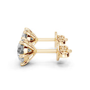 Classic 6-Prong  Lab Grown Diamond Round Solitaire Stud Earrings in 18K or 14K Gold Push Back Setting (F-G Color, VS1-VS2 Clarity)