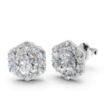Pendientes de diamantes cultivados en laboratorio de 2,52 cttw con halo hexagonal
