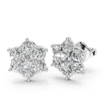 Pendientes de diamantes cultivados en laboratorio de 4,32 cttw con forma de racimo de flores