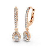 Dangle Earring Teardrop Halo 0.83 Cttw Lab Grown Diamond Earrings