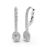 Dangle Earring Teardrop Halo 0.83 Cttw Lab Grown Diamond Earrings