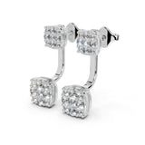 Double Cluster Round Cut 1.48 Cttw Lab Grown Diamond Earrings