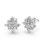 Pendientes de diamantes cultivados en laboratorio de 2,06 cttw estilo flor