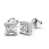 Pendientes de diamantes cultivados en laboratorio de 0,94 quilates con corte Asscher de cuatro puntas