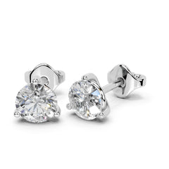 Three Prong round cut non certified Lab grown Diamond Studs