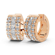 Fancy huggies Princess and Round cut 0.9 Cttw Lab Grown Diamond Earrings