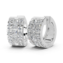 Fancy huggies Princess and Round cut 0.9 Cttw Lab Grown Diamond Earrings
