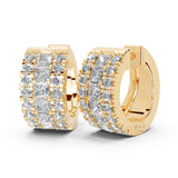Fancy huggies Princess and Round cut 0.9 Cttw Lab Grown Diamond Earrings