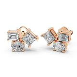 Three stone Oval, Princess and Emerald 1.54 Cttw Lab Grown Diamond Earrings