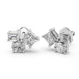Three stone Oval, Princess and Emerald 1.54 Cttw Lab Grown Diamond Earrings