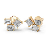 Three stone Oval, Princess and Emerald 1.54 Cttw Lab Grown Diamond Earrings