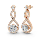 Fancy Teardrop round cut 2.2 Cttw Lab Grown Diamond Earrings