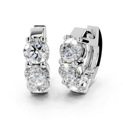 Fancy Huggies Round cut 3 Cttw Lab Grown Diamond Earrings