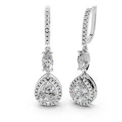 Fancy Teardrop Marquise and Pear cut 4.49 Cttw Lab Grown Diamond Earrings