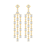 Dangle Drop Round and Emerald 3.55 Cttw Lab Grown Diamond Earrings