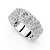Alianza de boda para hombre con diamantes redondos cultivados en laboratorio y Asscher y pavé