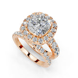 Cushion Cut Double Row Lab Grown Diamond Engagement Ring