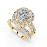 Cushion Cut Double Row Lab Grown Diamond Engagement Ring
