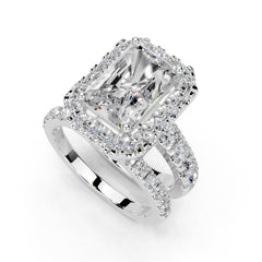 Radiant Cut Double Row Lab Grown Diamond Engagement Ring