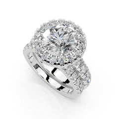 Round Cut Double Row Lab Grown Diamond Engagement Ring