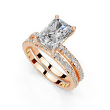 Radiant Cut Pave  Double Row  Lab Grown Diamond Engagement Ring