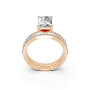 Radiant Cut Pave Double Row Lab Grown Diamond Engagement Ring