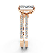 Radiant Cut Pave Double Row Lab Grown Diamond Engagement Ring