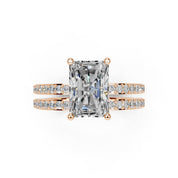 Radiant Cut Pave Double Row Lab Grown Diamond Engagement Ring