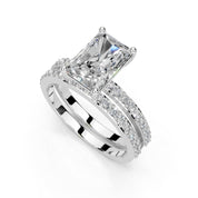 Radiant Cut Pave Double Row Lab Grown Diamond Engagement Ring