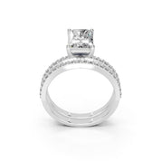 Radiant Cut Pave Double Row Lab Grown Diamond Engagement Ring