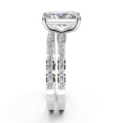 Radiant Cut Pave Double Row Lab Grown Diamond Engagement Ring