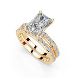 Radiant Cut Pave  Double Row  Lab Grown Diamond Engagement Ring