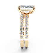 Radiant Cut Pave Double Row Lab Grown Diamond Engagement Ring
