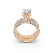 Asscher Cut Square Prongs Double Row Pave Lab Grown Diamond Engagement Ring
