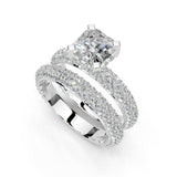 Asscher Cut Square Prongs Double Row Pave Lab Grown Diamond Engagement Ring