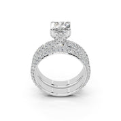 Asscher Cut Square Prongs Double Row Pave Lab Grown Diamond Engagement Ring