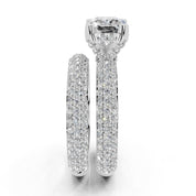 Asscher Cut Square Prongs Double Row Pave Lab Grown Diamond Engagement Ring