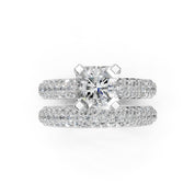 Asscher Cut Square Prongs Double Row Pave Lab Grown Diamond Engagement Ring