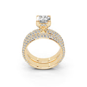 Asscher Cut Square Prongs Double Row Pave Lab Grown Diamond Engagement Ring