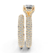 Asscher Cut Square Prongs Double Row Pave Lab Grown Diamond Engagement Ring