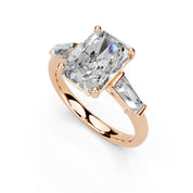 Radiant Cut Baguette Accent Lab Grown Diamond Engagement Ring