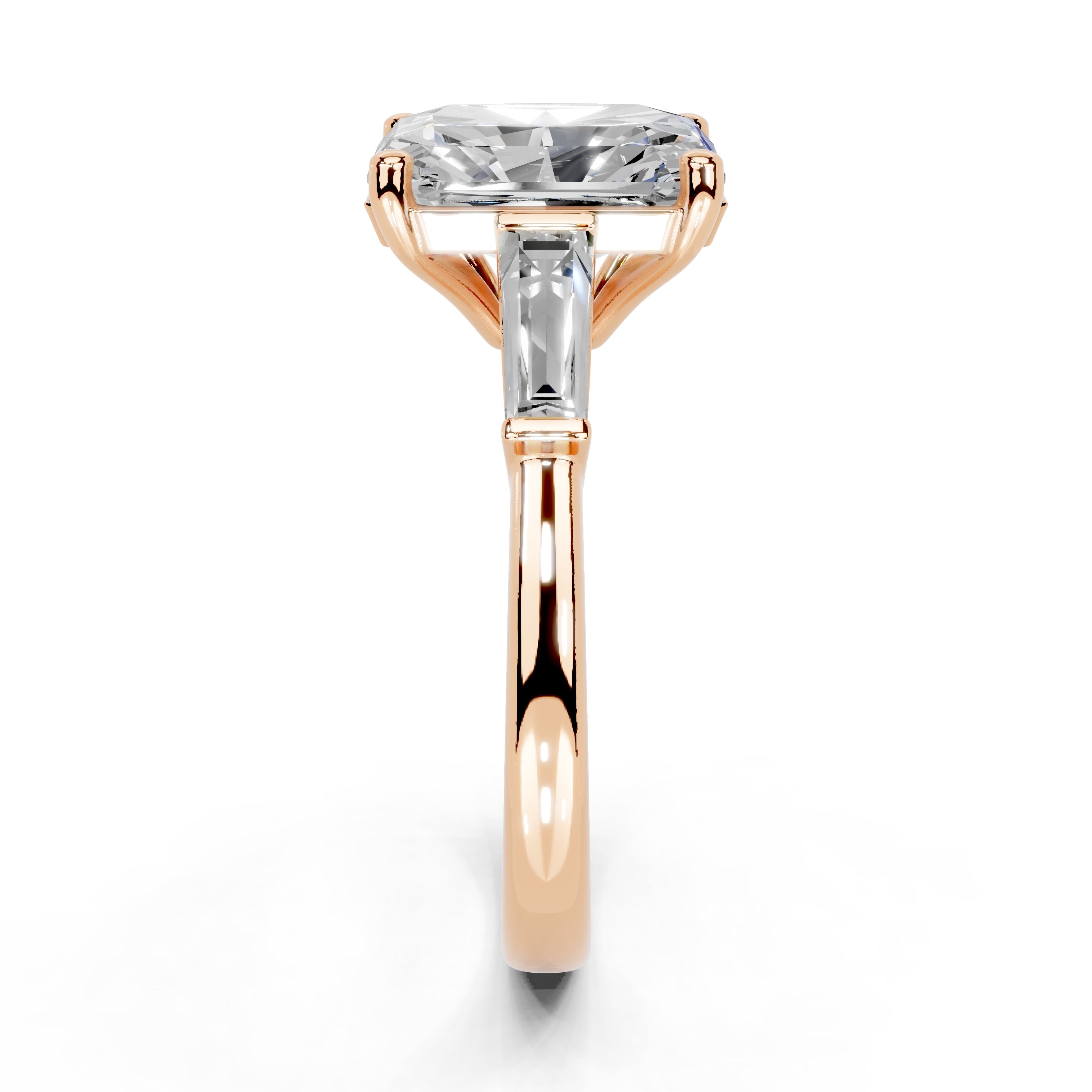 Radiant Cut Baguette Accent Lab Grown Diamond Engagement Ring