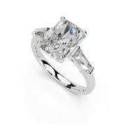 Radiant Cut Baguette Accent Lab Grown Diamond Engagement Ring